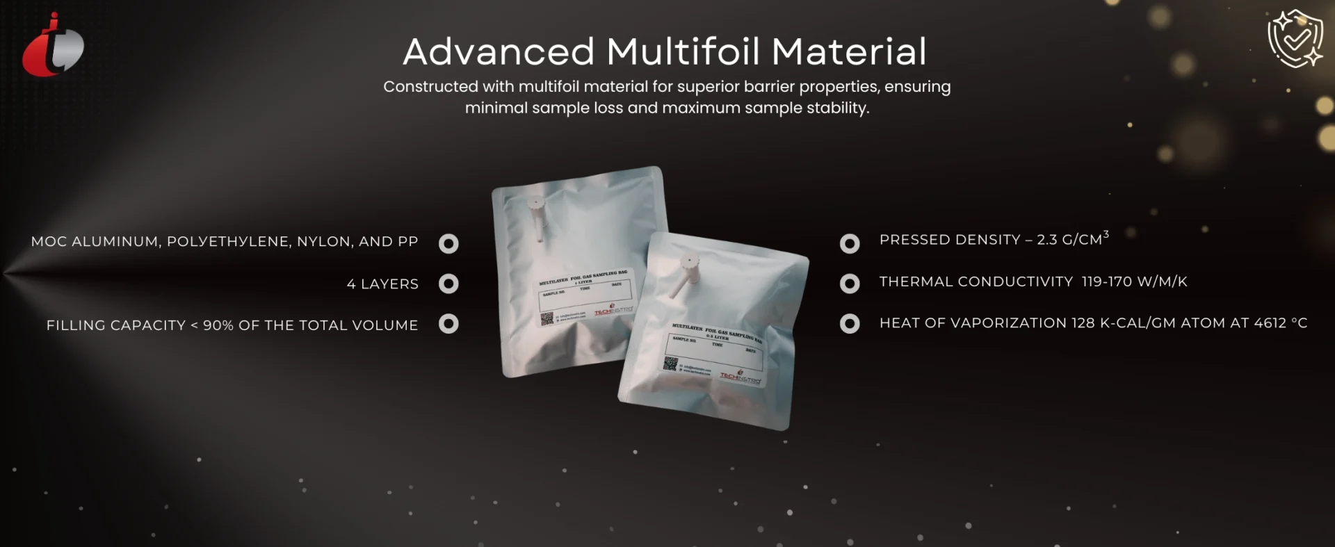 Multi Layer Foil Gas Sampling Bags (2) Multi Layer Foil Gas Sampling Bags