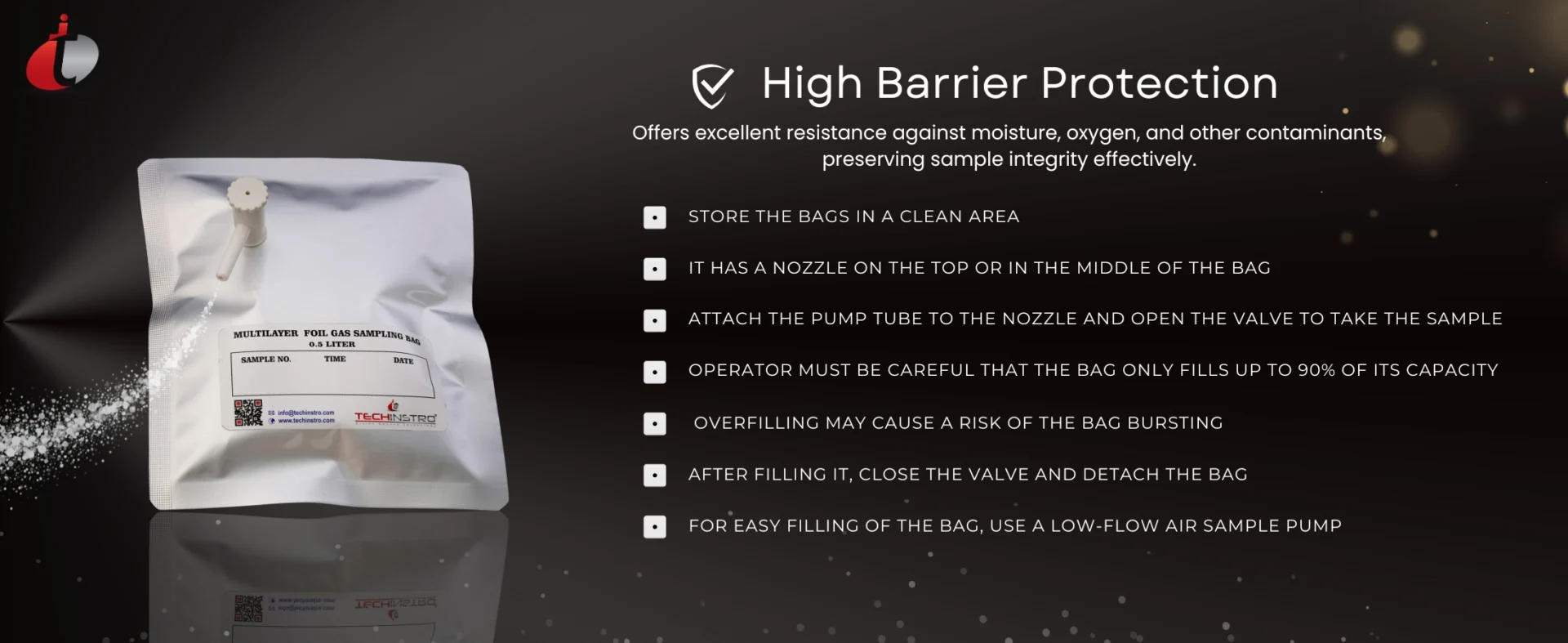 Multi Layer Foil Gas Sampling Bags (3) Multi Layer Foil Gas Sampling Bags